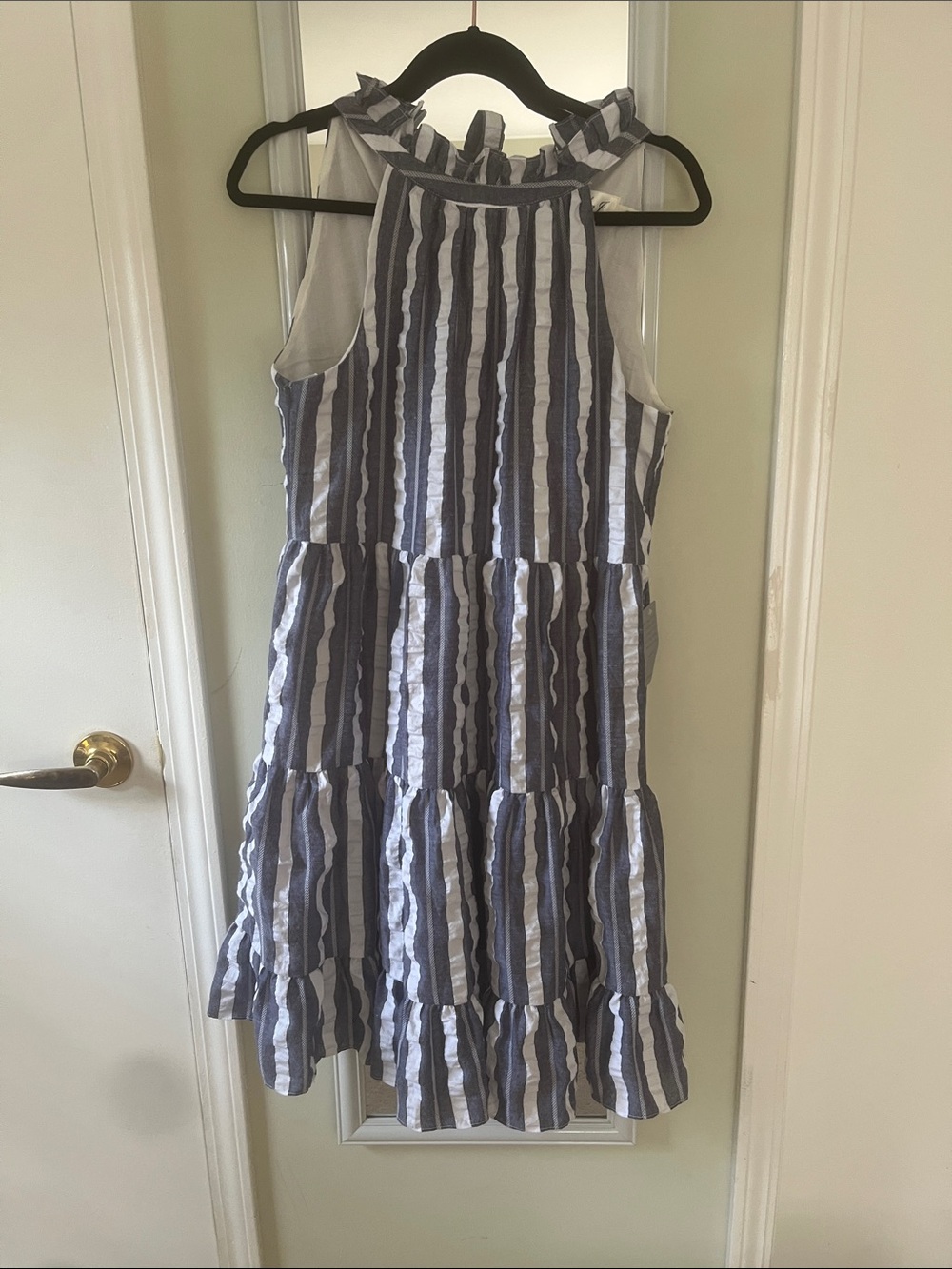Eliza J White and Blue stripes Dress